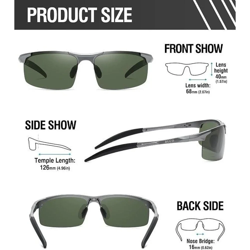 DUCO DC8177S SUNGLASSES 68-16-126 Sport Wrap Designed in Italy NEW